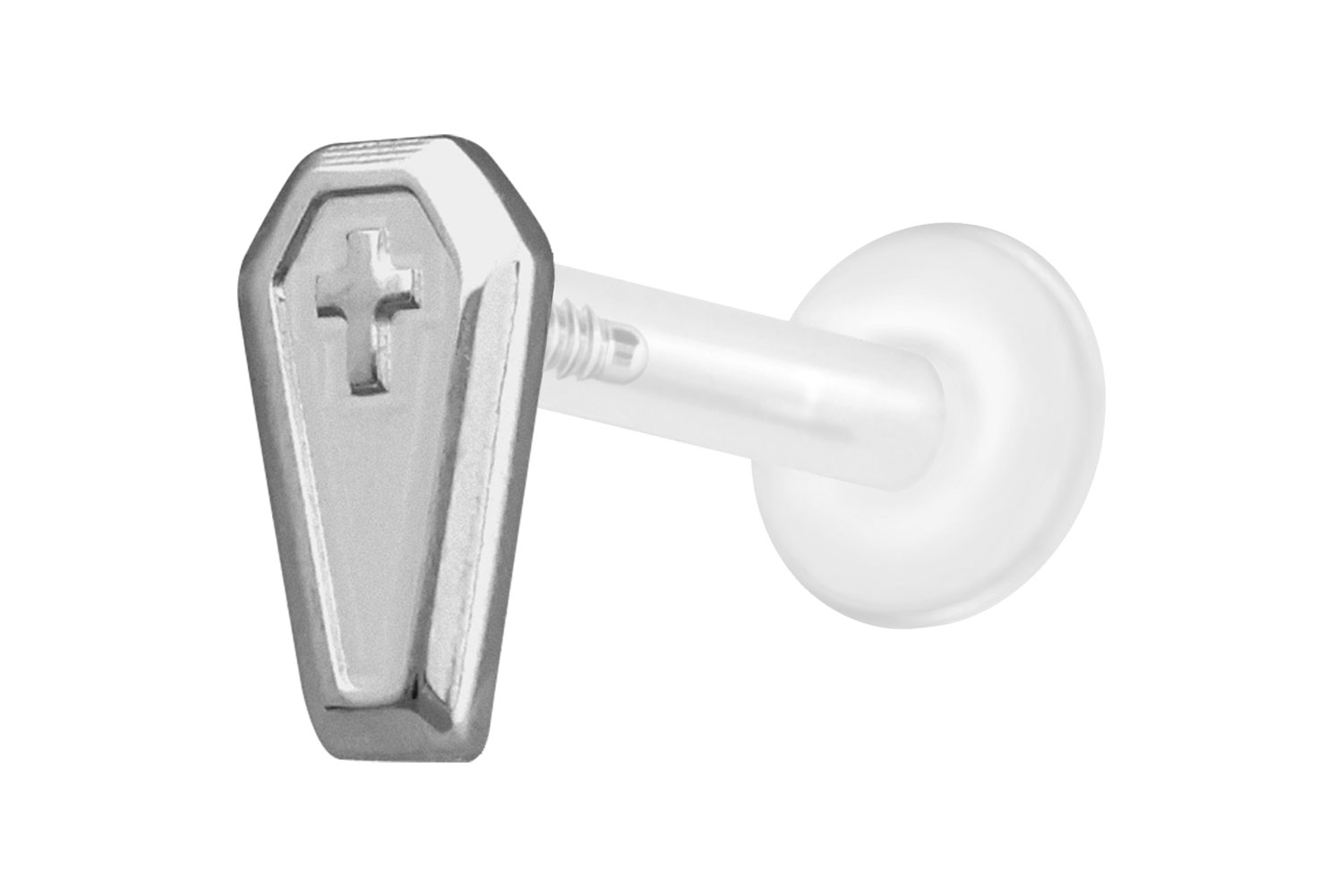 PTFE Labret Piercing mit Innengewinde + Titan-Aufsatz SARG